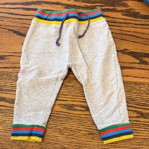 Baby Boden Gray Joggers with Rainbow Stripes